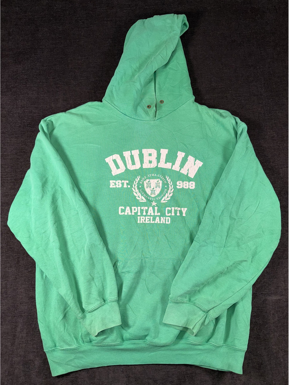 Fruit of the Loom Dublin Capital City Ireland Green Hoodie Sweatshirt